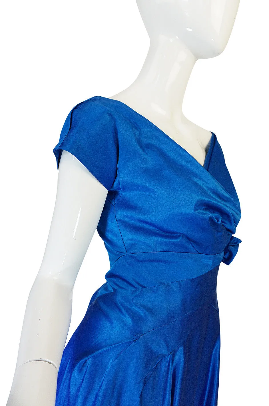 1950s Silk Satin Rosette Cocktail Dress