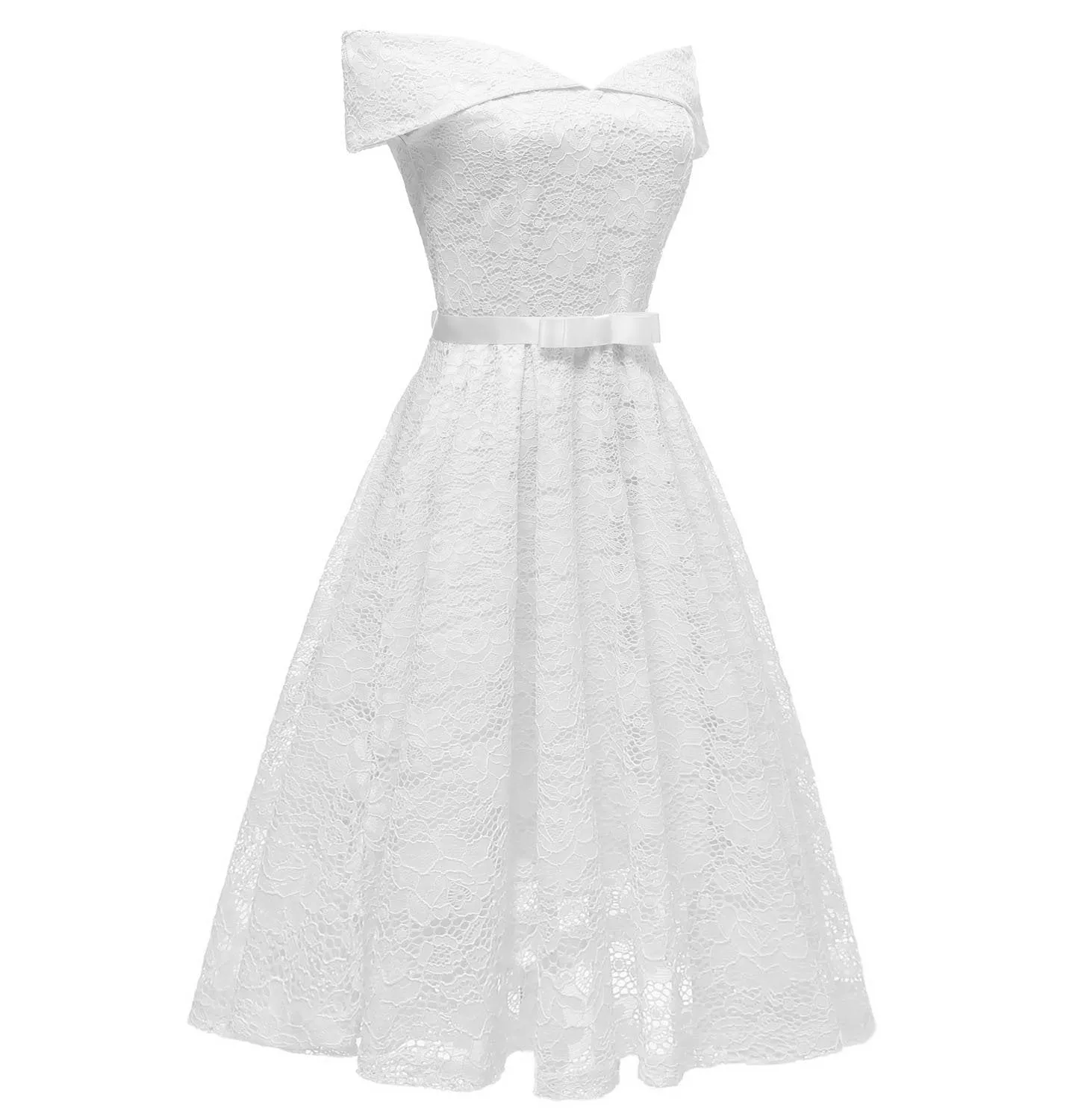 1950s Women's Fashion Vintage Dresses White Off the Shoulder Dress