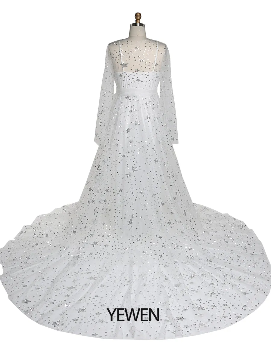 2 In 1 Stretch Underdress   Robe Sparkle Stars Maternity Dress for Wedding Photo Shoot Gowns Plus Size YW220320