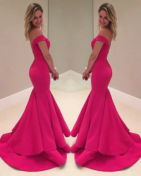 2018 Hot Pink Mermaid Prom Dresses with V-Neckline Modest Spandex Homecoming Dress New