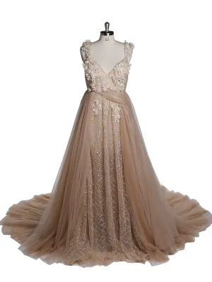3D Floral Sequins Lace Evening Prom Dress Elegant Sleeveless Maxi Dresses Maternity Photoshoot Gowns