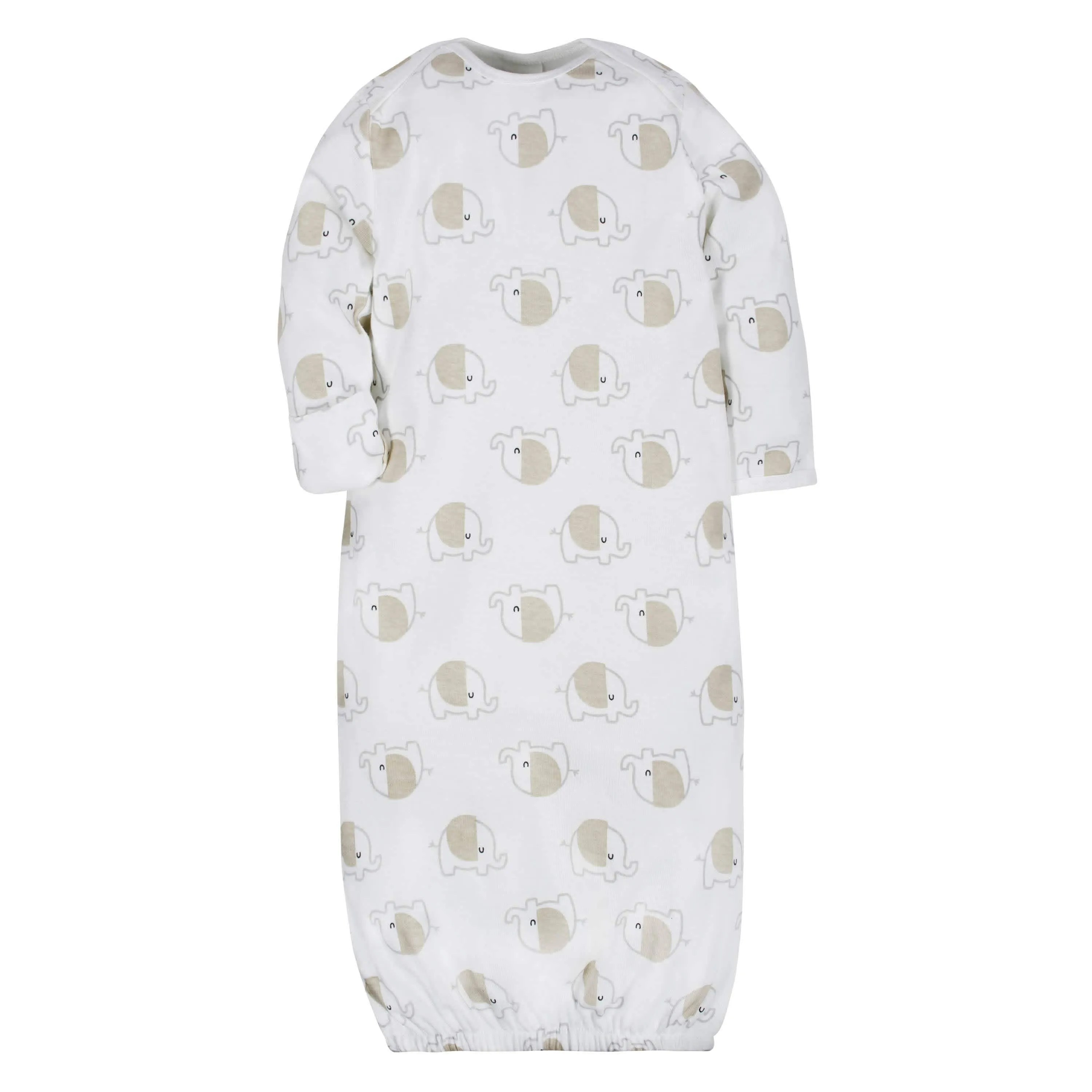 4-Pack Clouds & Elephants Baby Neutral Gowns