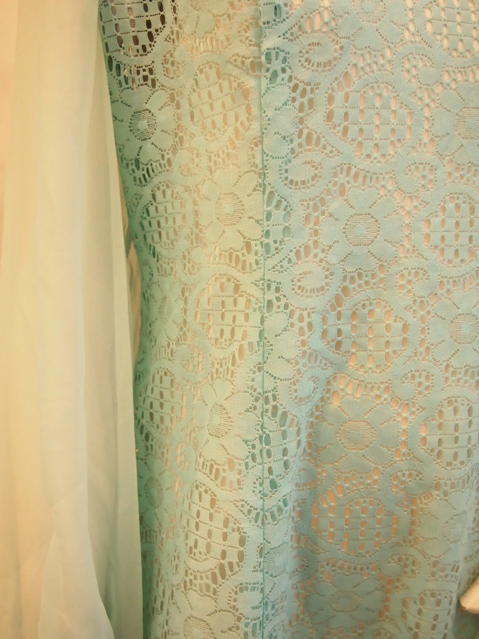 60s Aqua Goddess Lace Vintage Dress