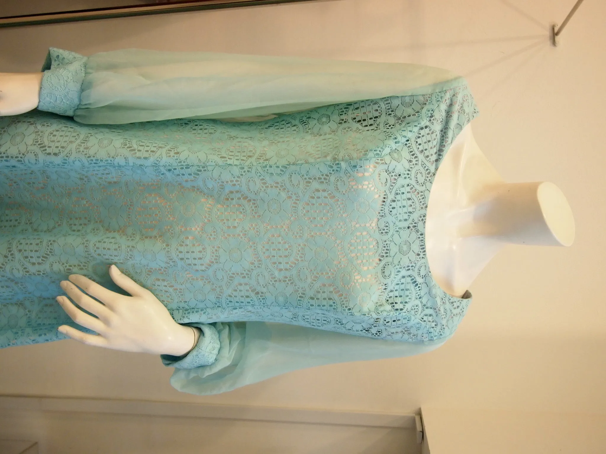60s Aqua Goddess Lace Vintage Dress