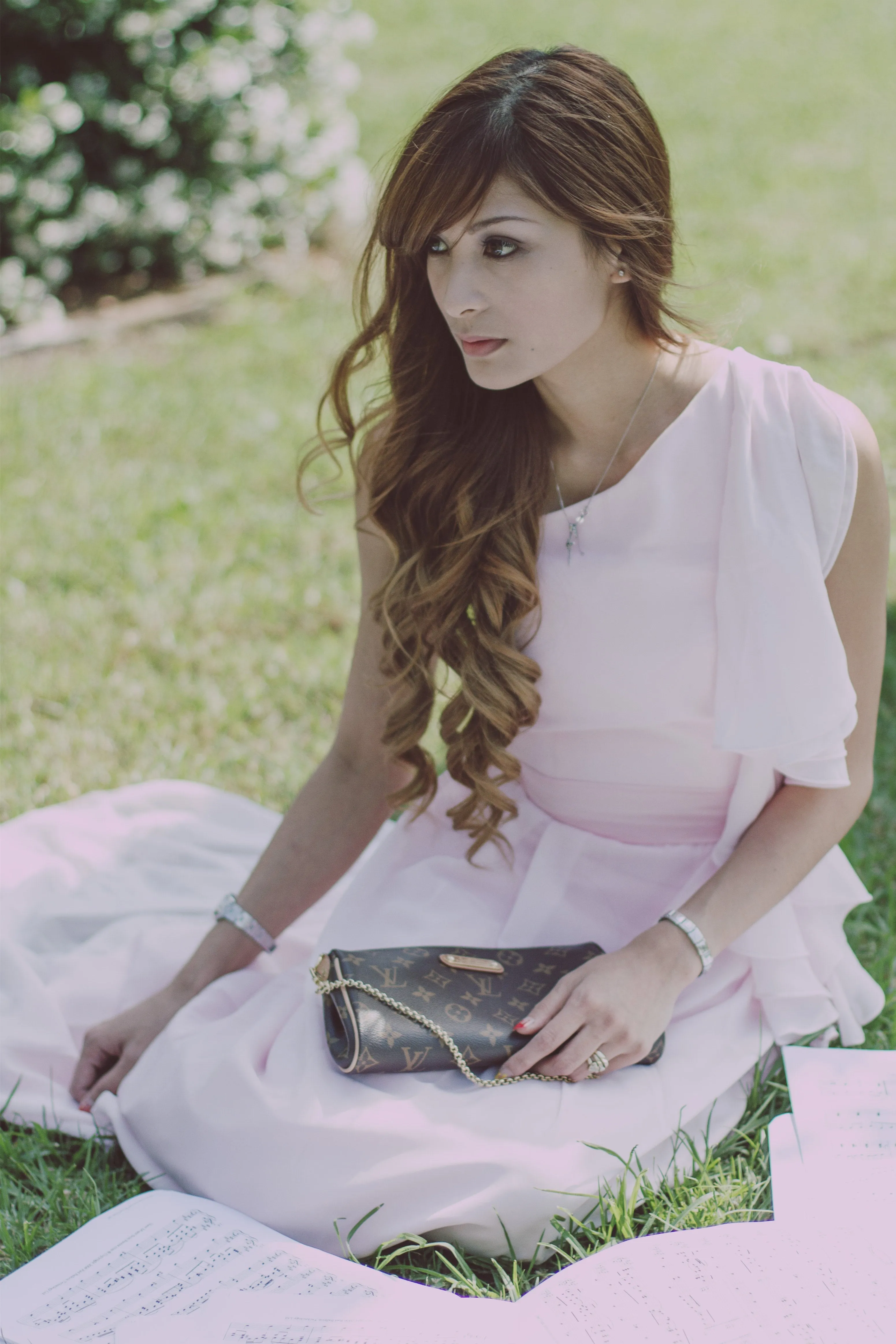 A-line One-shoulder Floor Length Chiffon Hanging Ribbon Prom Dress