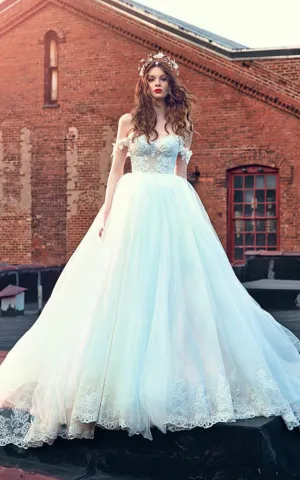 Adorable Ball Gown Off-The-Shoulder Wedding Dress With Lace Top-713767