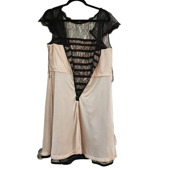 Adrianna Papell Lace Cocktail Midi Dress With Sheer Neck And Hem In Black Size L