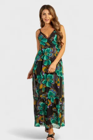 Amy Chiffon Floral Print Tiered Maxi Dress