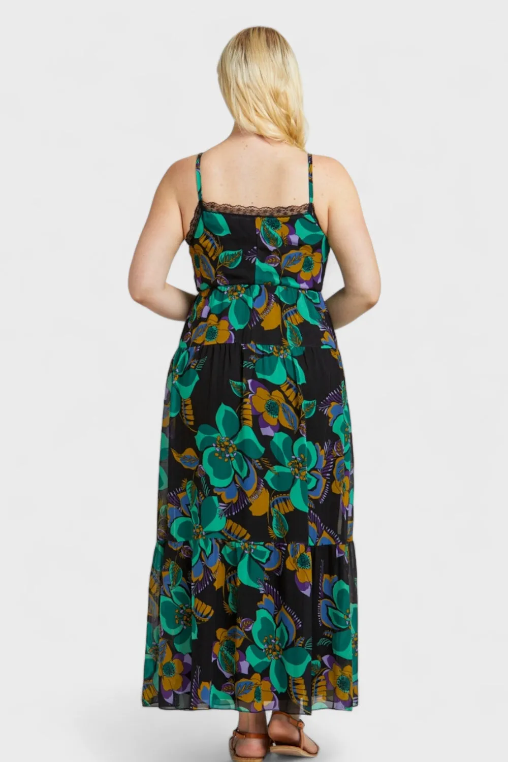 Amy Chiffon Floral Print Tiered Maxi Dress