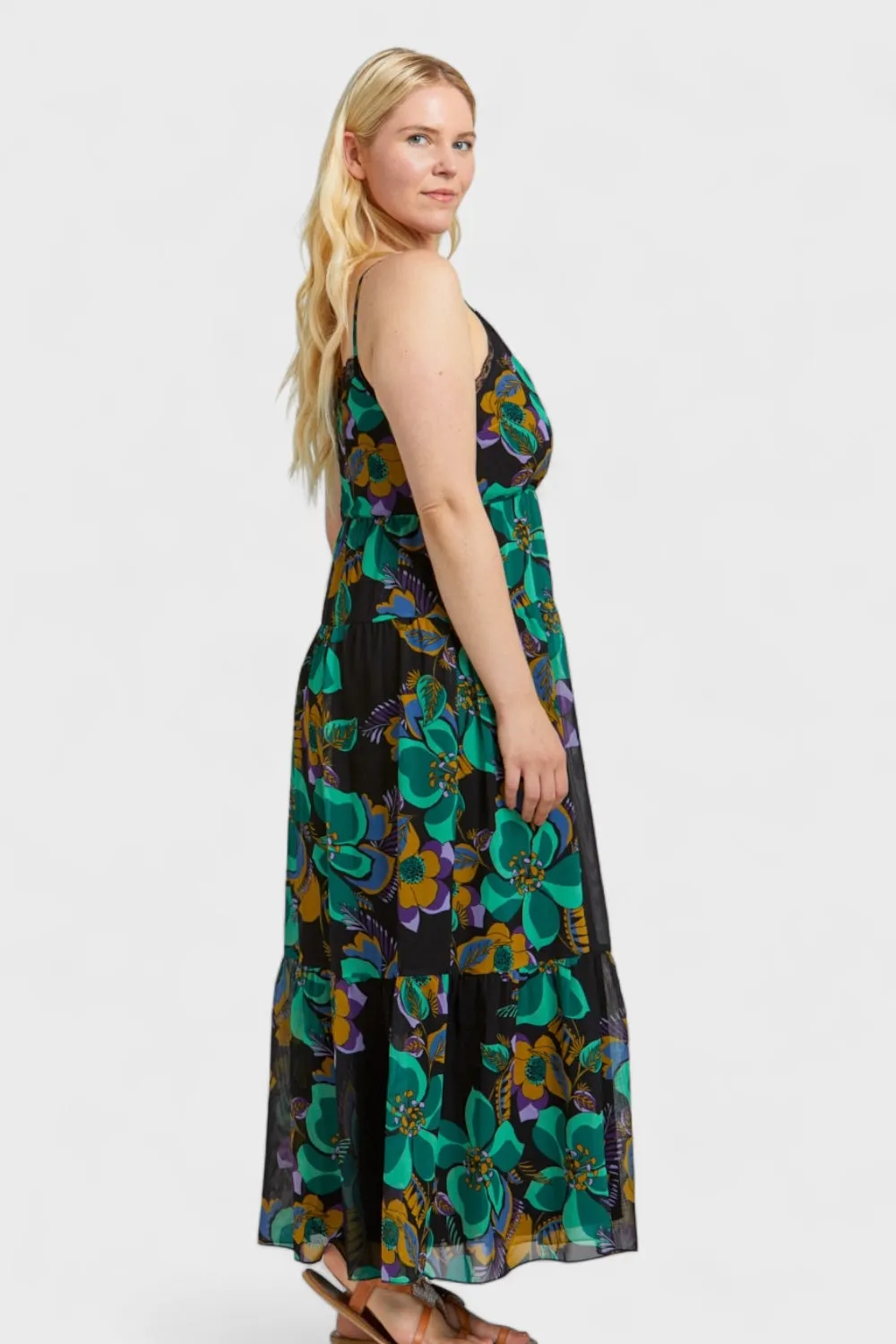 Amy Chiffon Floral Print Tiered Maxi Dress