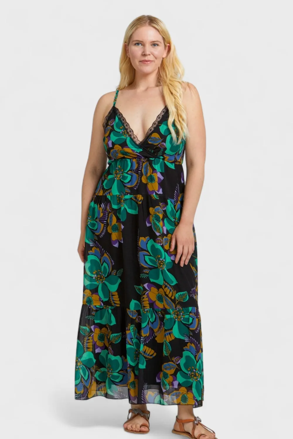Amy Chiffon Floral Print Tiered Maxi Dress