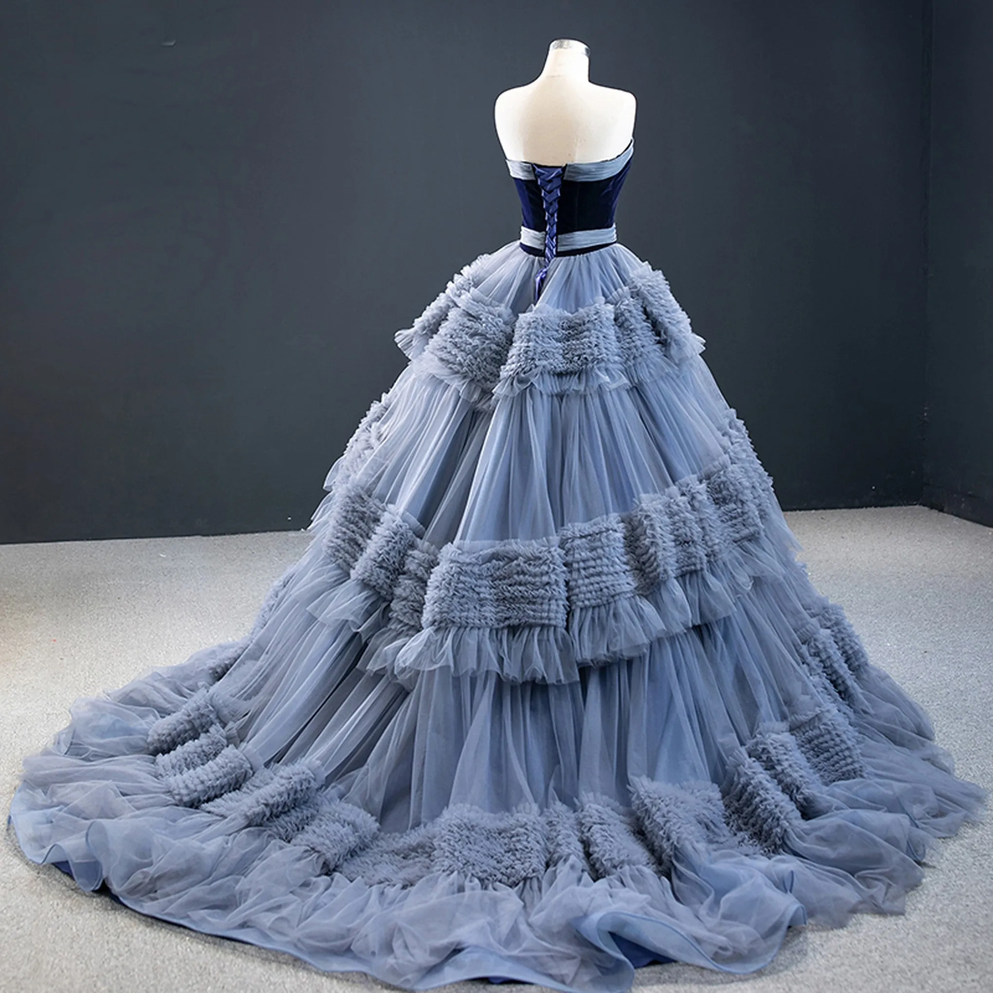 Anna Elegant Off Shoulder Handmade Ball Gown Evening Dress