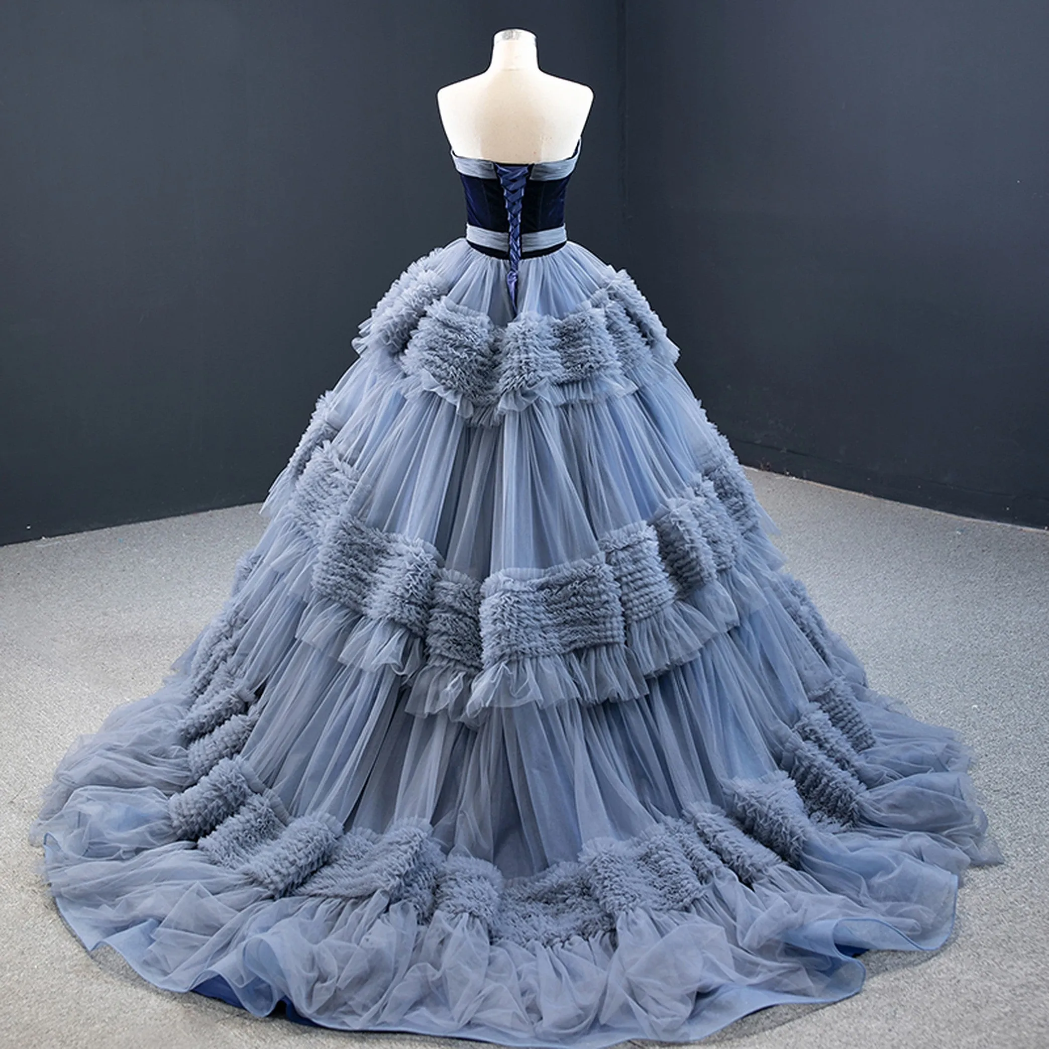 Anna Elegant Off Shoulder Handmade Ball Gown Evening Dress