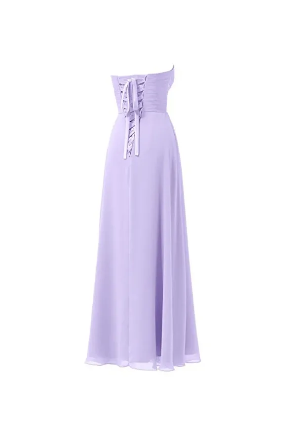 Anneprom Lilac Chiffon Bridesmaid Dress Floor Length Prom Evening Gown APB0039