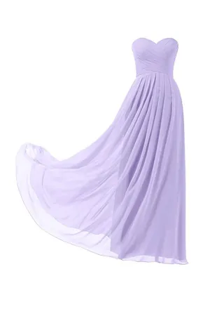 Anneprom Lilac Chiffon Bridesmaid Dress Floor Length Prom Evening Gown APB0039