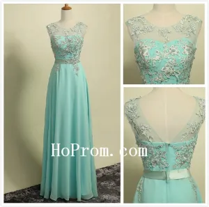 Applique  Prom Dresses,Mint Prom Dress,Chiffon Evening Dresses