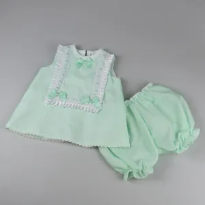 Baby Girl Summer Set - Dress with Bloomers - Mint