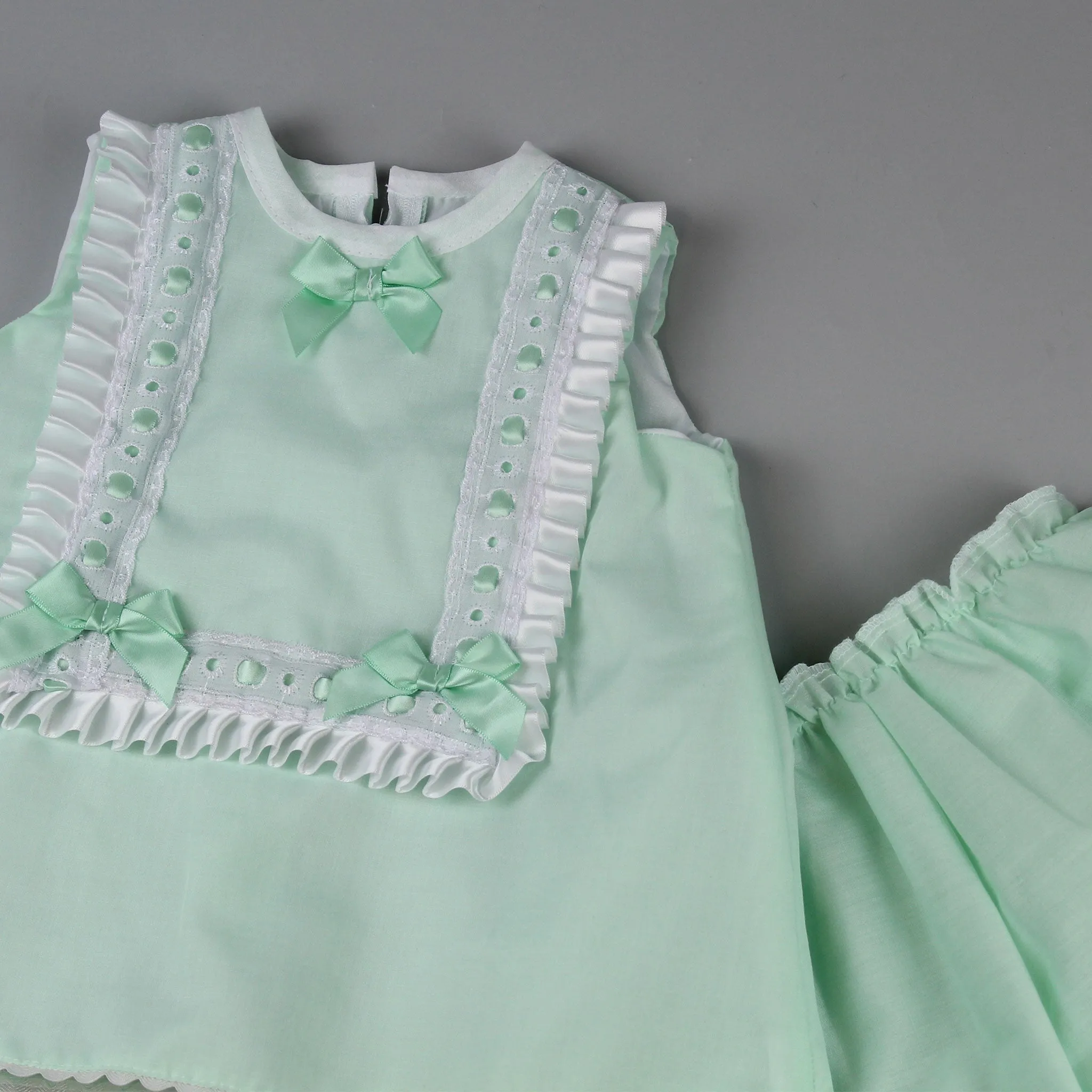 Baby Girl Summer Set - Dress with Bloomers - Mint