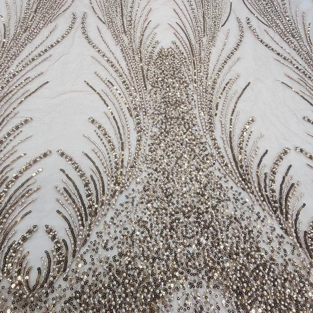 Beaded Bridal Lace Fabric Amber 130 cm
