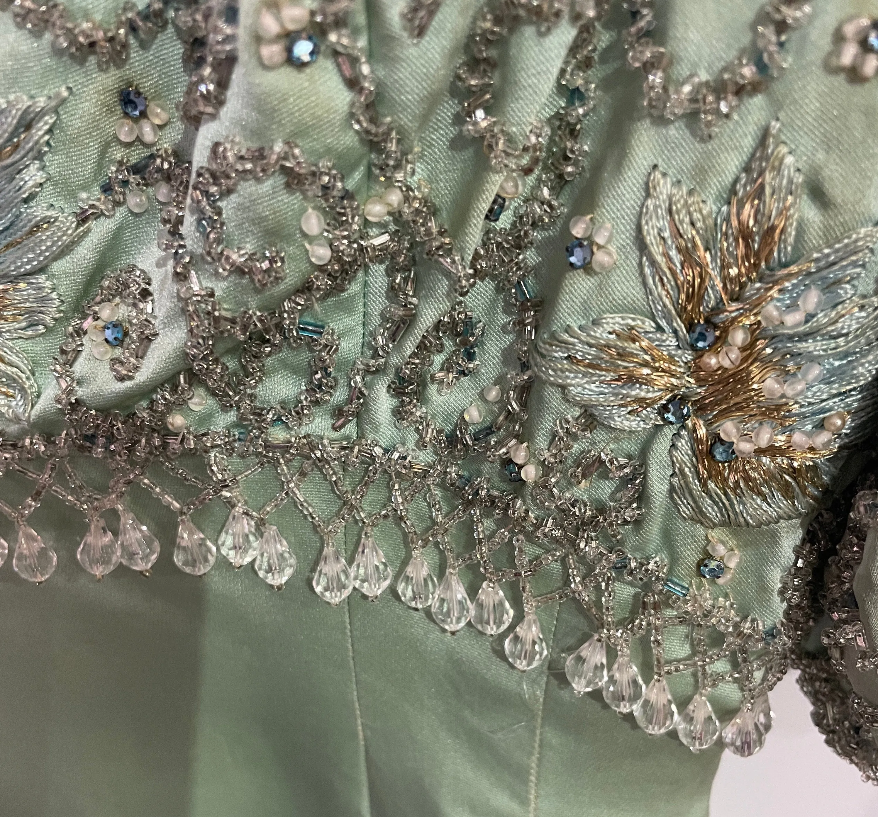 Beaded Calm - Sage Green Maxi Evening Dress