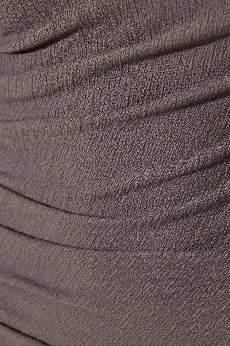 Beau Gathered LS Midi Dress in Dark Ash | FINAL SALE