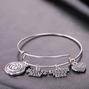 Beautiful US Marine Mom Charms Bracelet - Freedom Isn't Free!