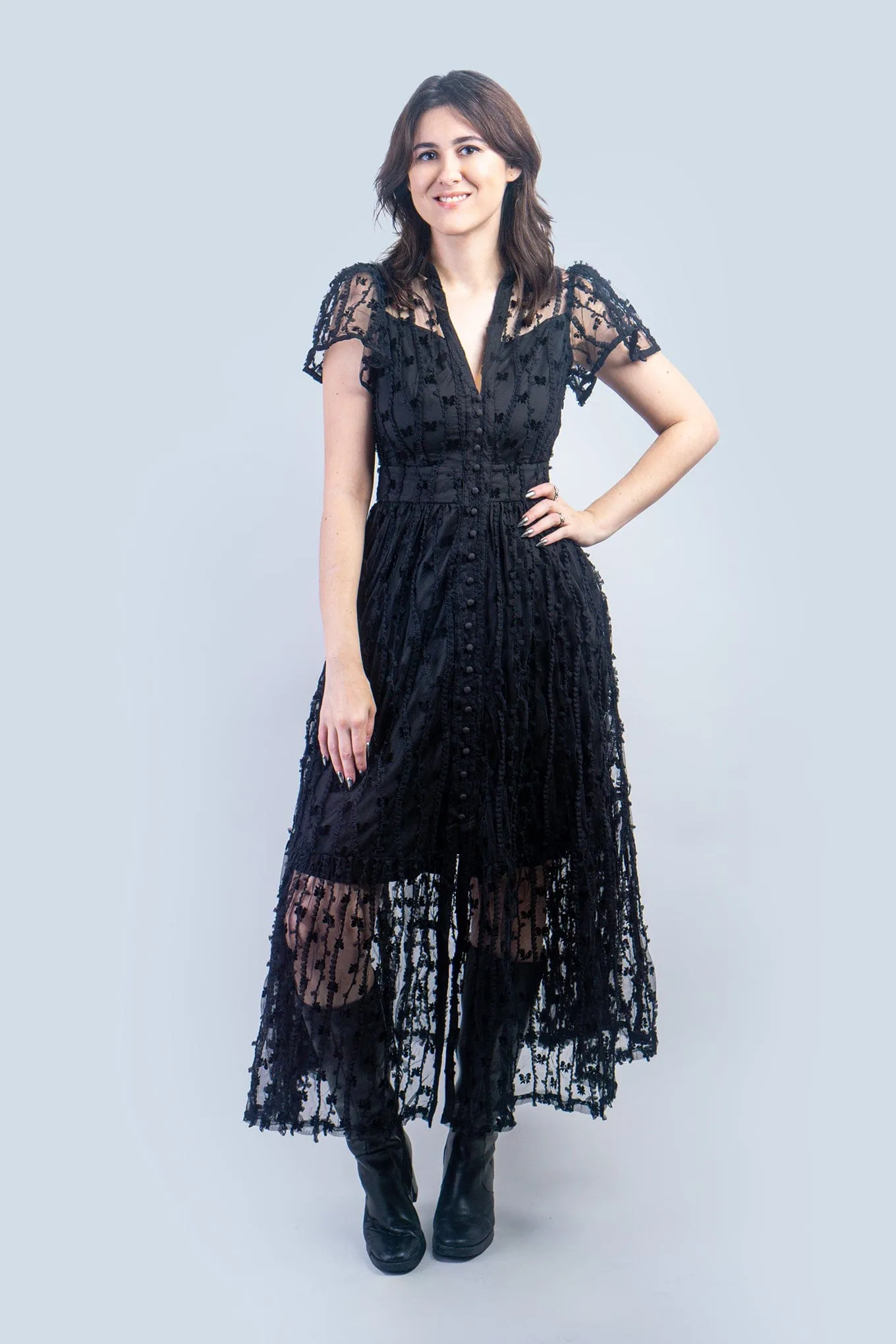 Black Bow Sheer Dress