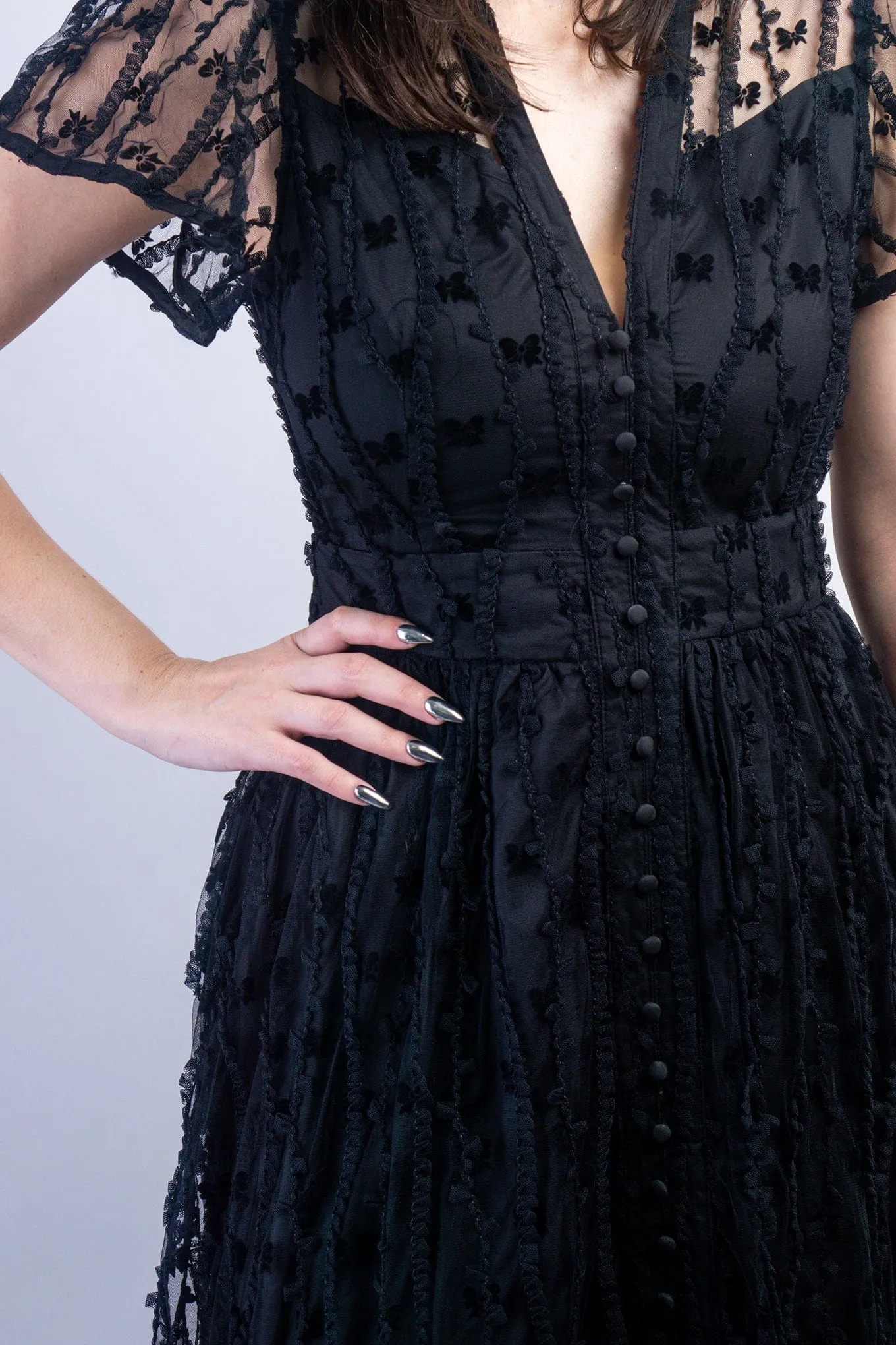 Black Bow Sheer Dress