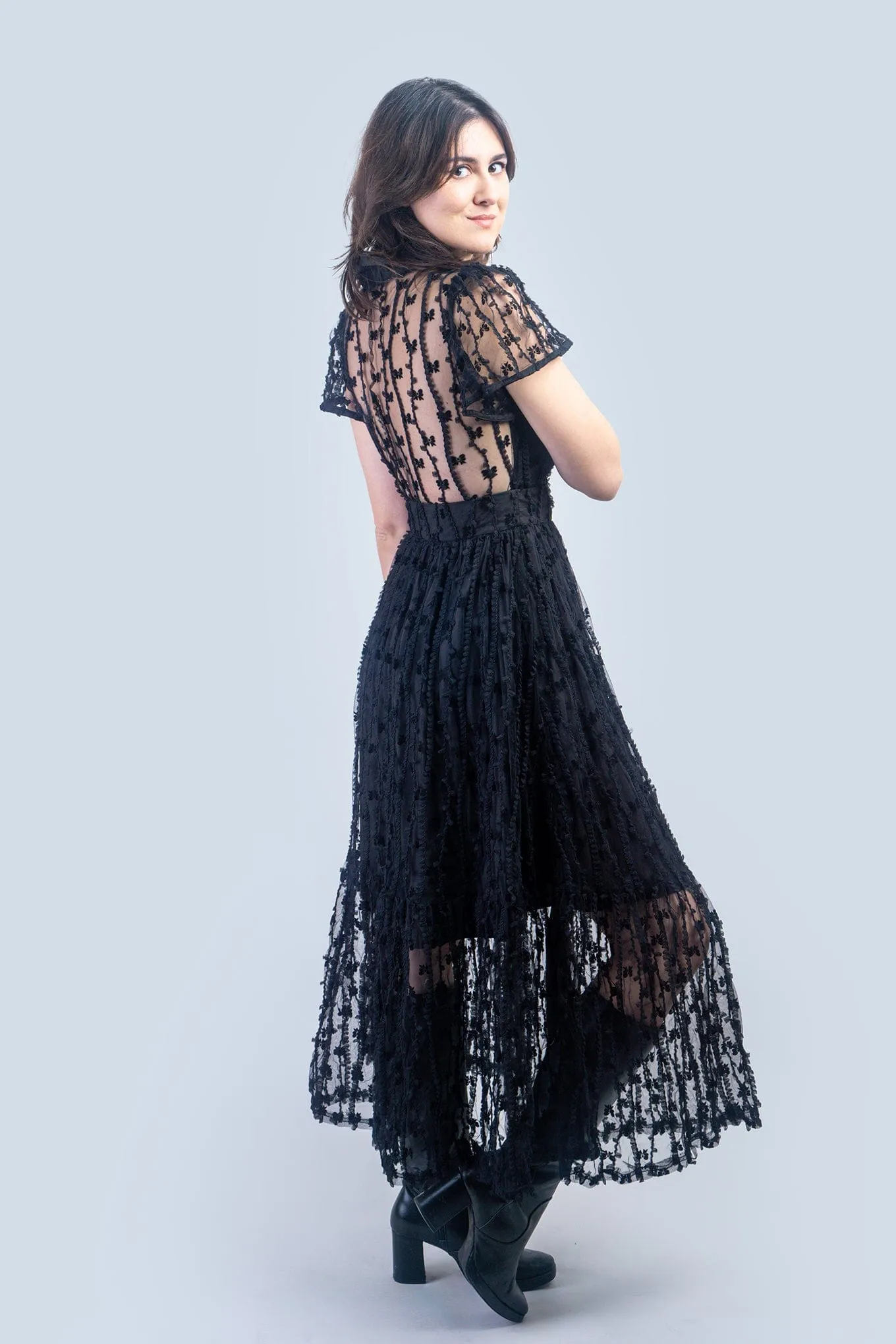 Black Bow Sheer Dress