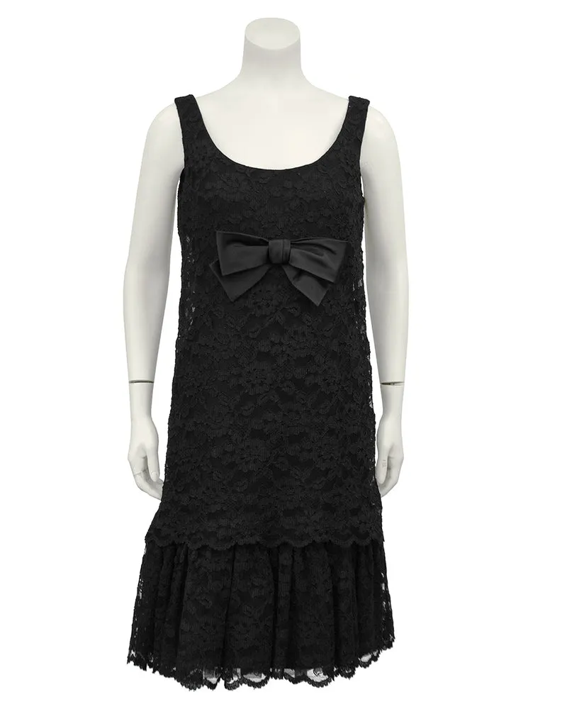Black Lace Cocktail Dress with Bow