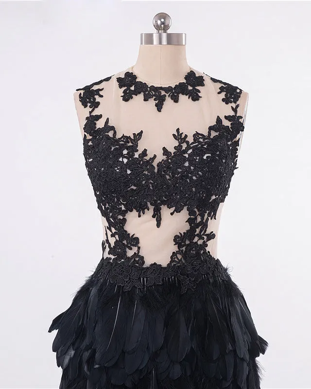 Black Ruffles Organza Mermaid Prom Dress