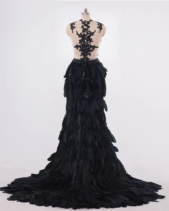 Black Ruffles Organza Mermaid Prom Dress