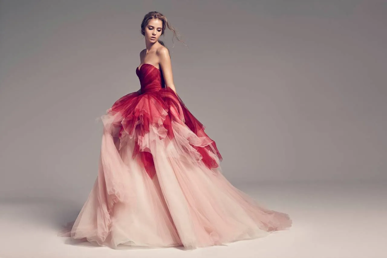 Blush Pink Tulle Prom Gowns