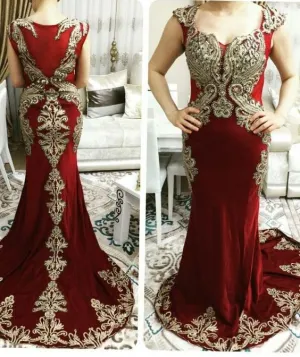 burgundy evening dresses long lace applique modest african mermaid evening gown vestido de fiesta