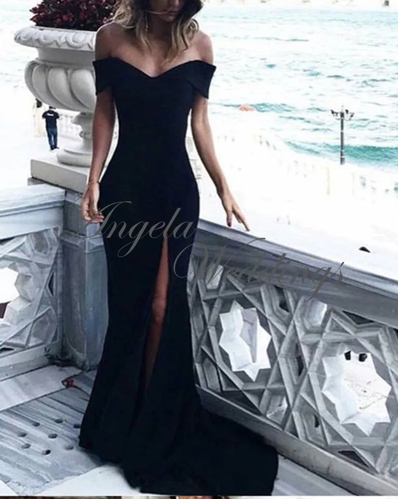 Cap Sleeves Mermaid Prom Dress 2020 Long Party Gown Slit