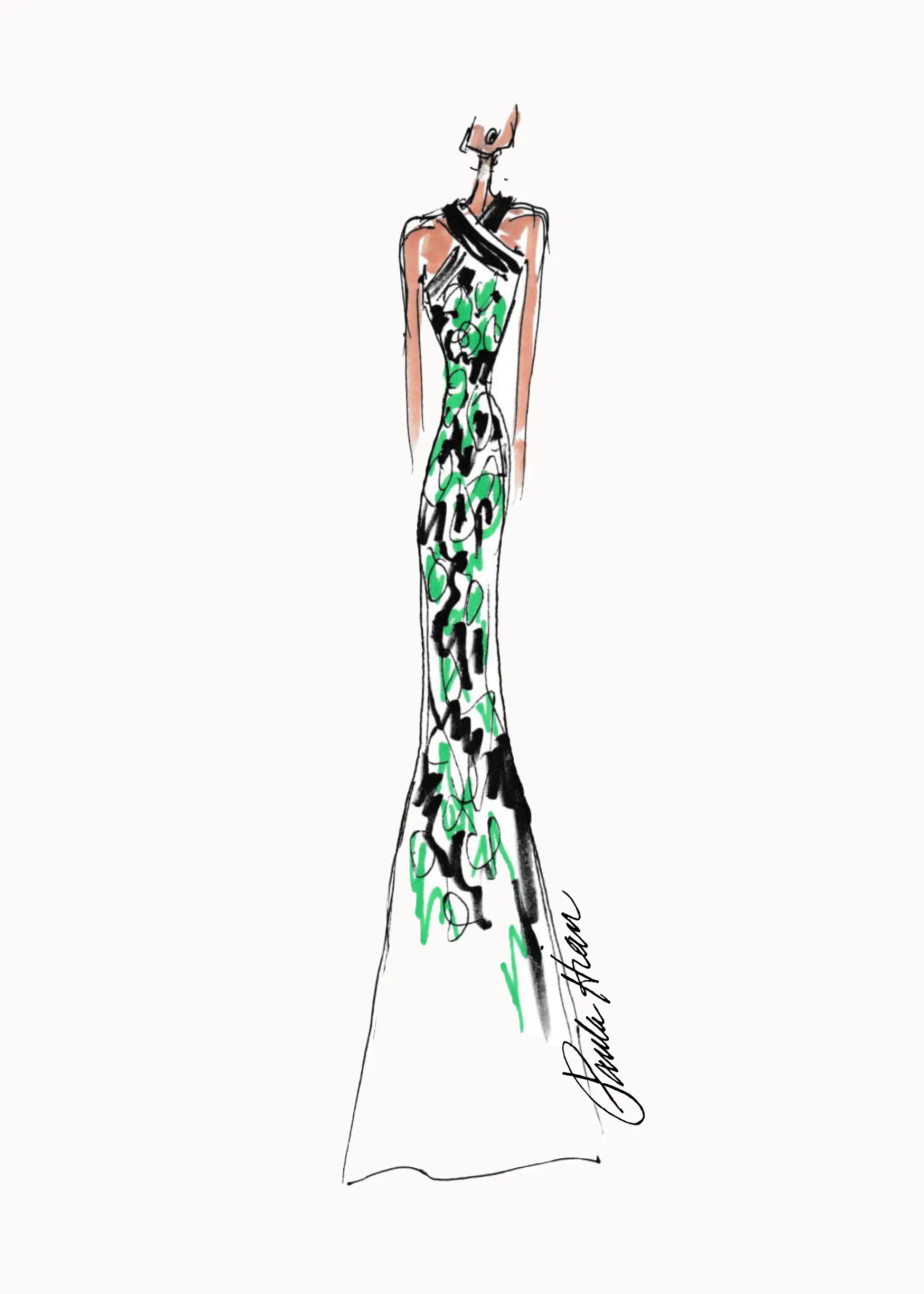 Carine - Halter Top Gown with Cut Out Back