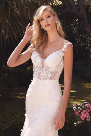 Carla Wedding Dress Sheer Bodice Flared Skirt 740TY01HRR