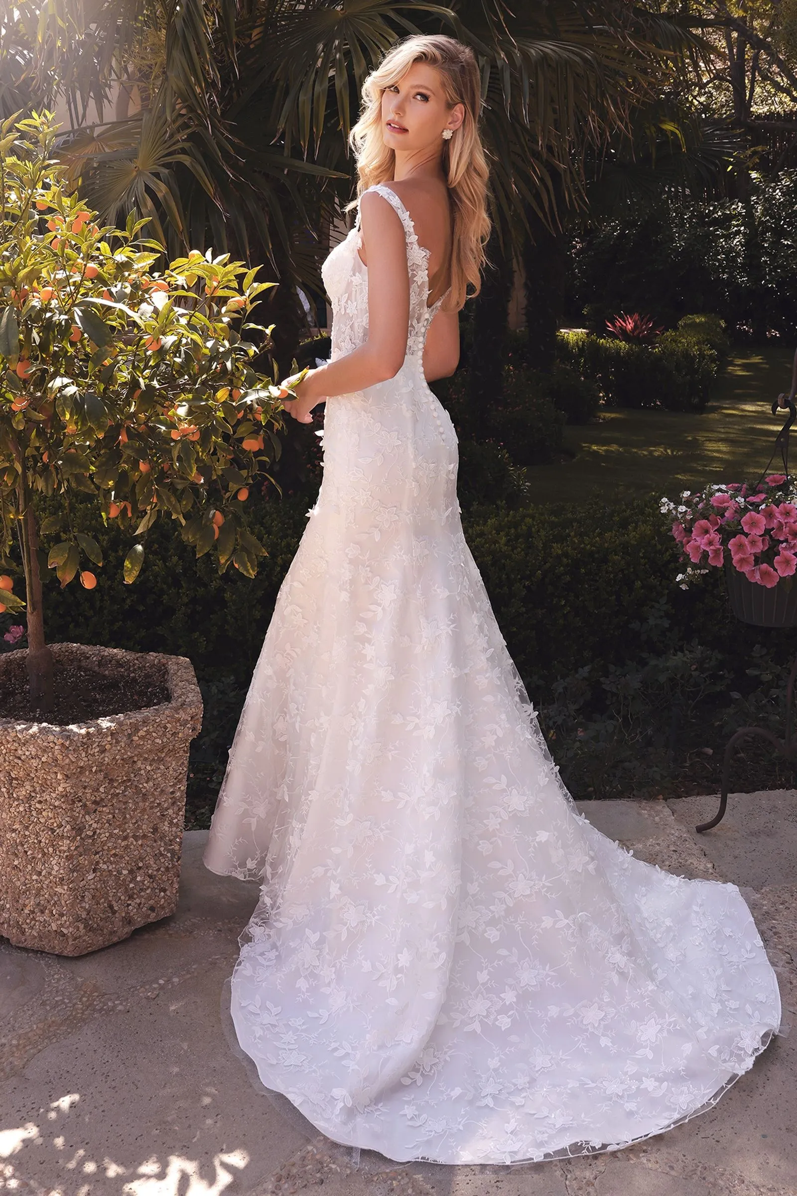 Carla Wedding Dress Sheer Bodice Flared Skirt 740TY01HRR