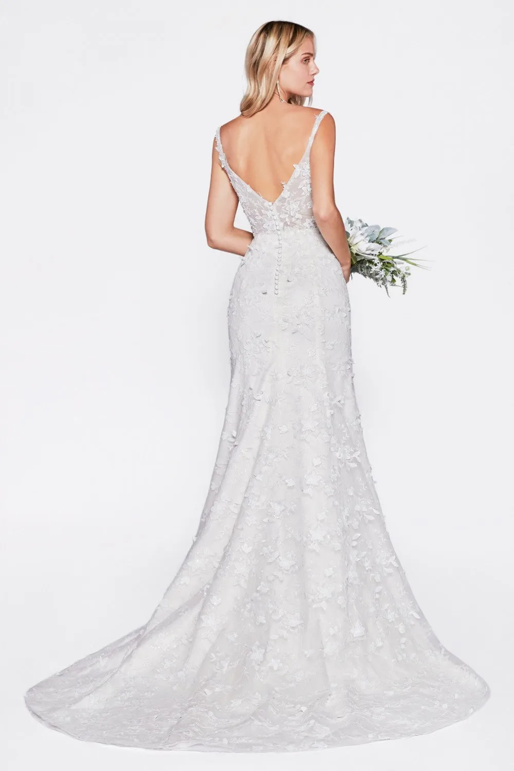 Carla Wedding Dress Sheer Bodice Flared Skirt 740TY01HRR