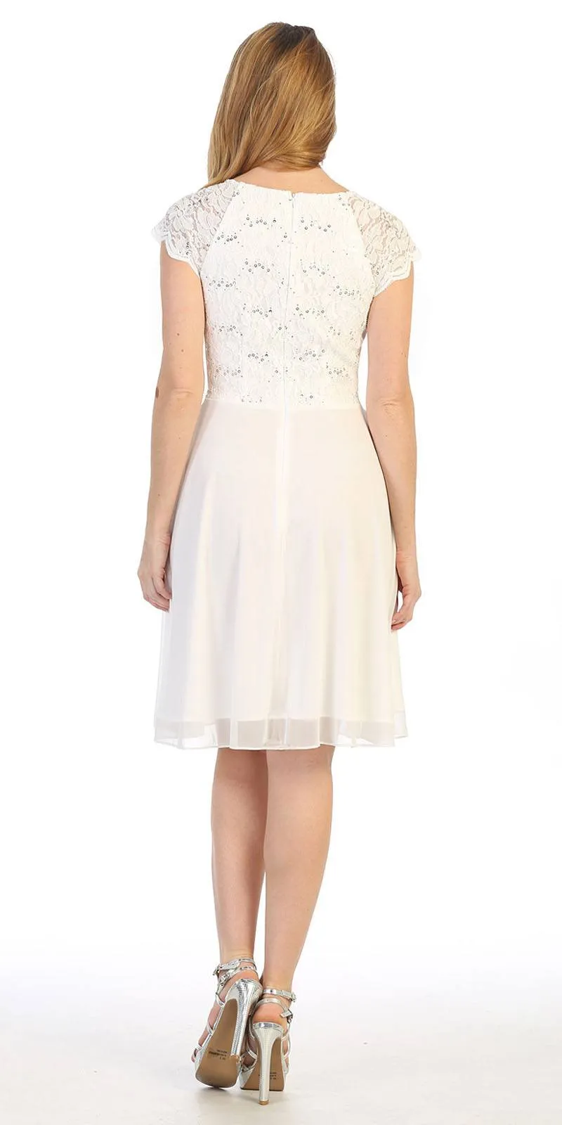 Celavie 6394-S Embellished Waist Short Dress Short Sleeves