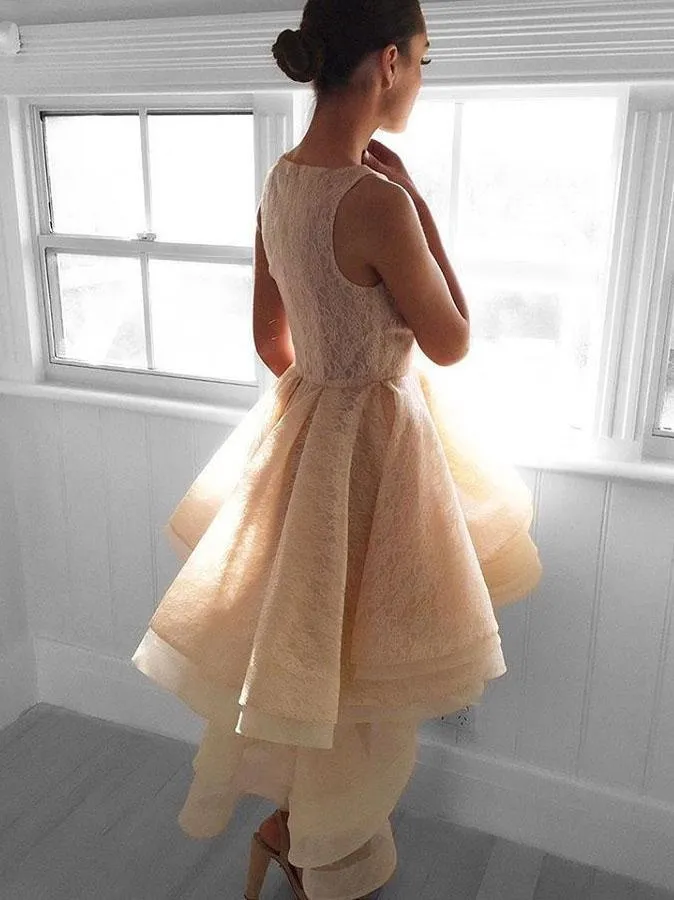 Charming Lace High Low Lace Cheap Short Homecoming Dresses Online, CM590