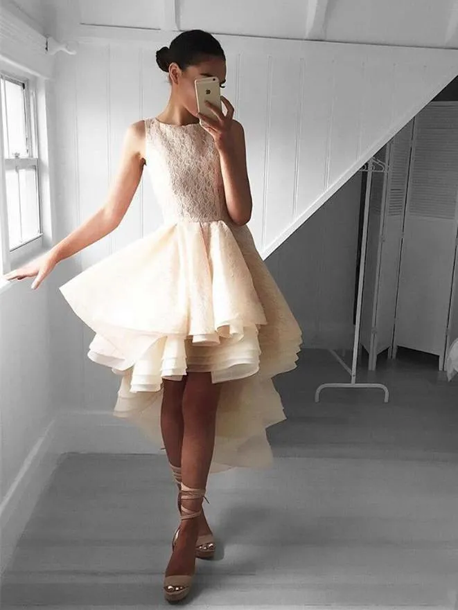 Charming Lace High Low Lace Cheap Short Homecoming Dresses Online, CM590