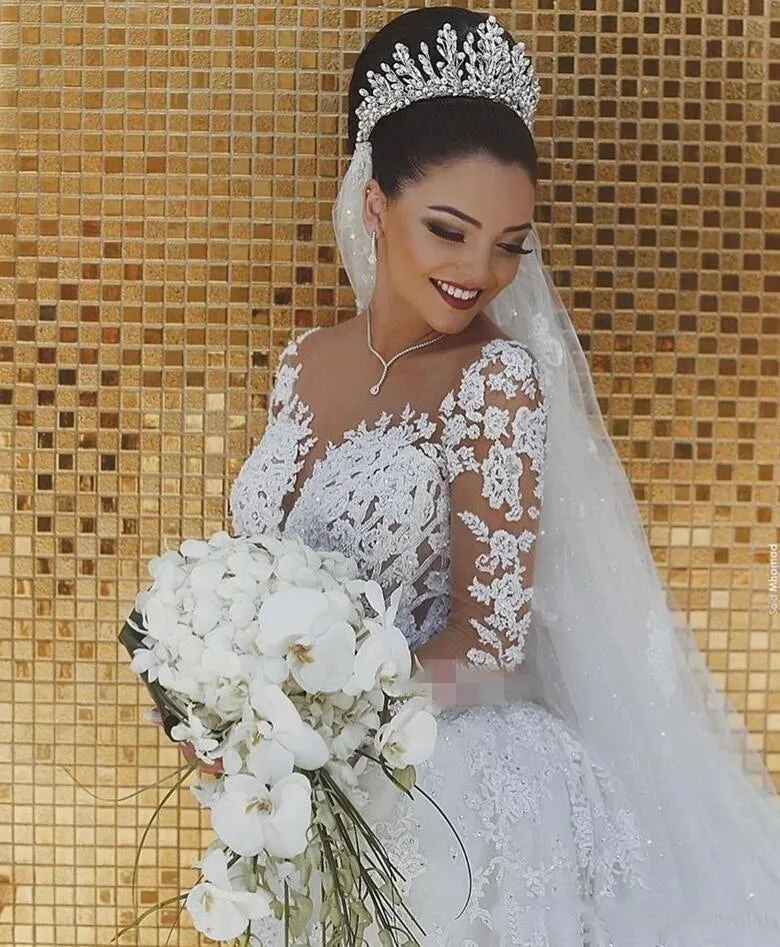Cheap Long Sleeve Lace Wedding Dress Mermaid Bridal Gowns,MW291
