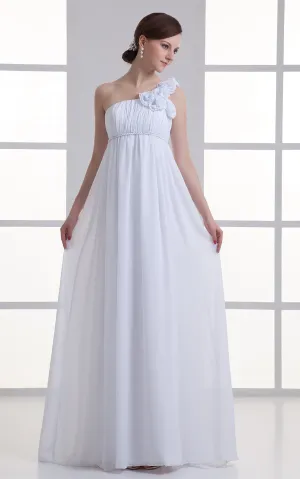 Chiffon Floral Floor-Length Empire One-Shoulder Long Dress-GC_708064
