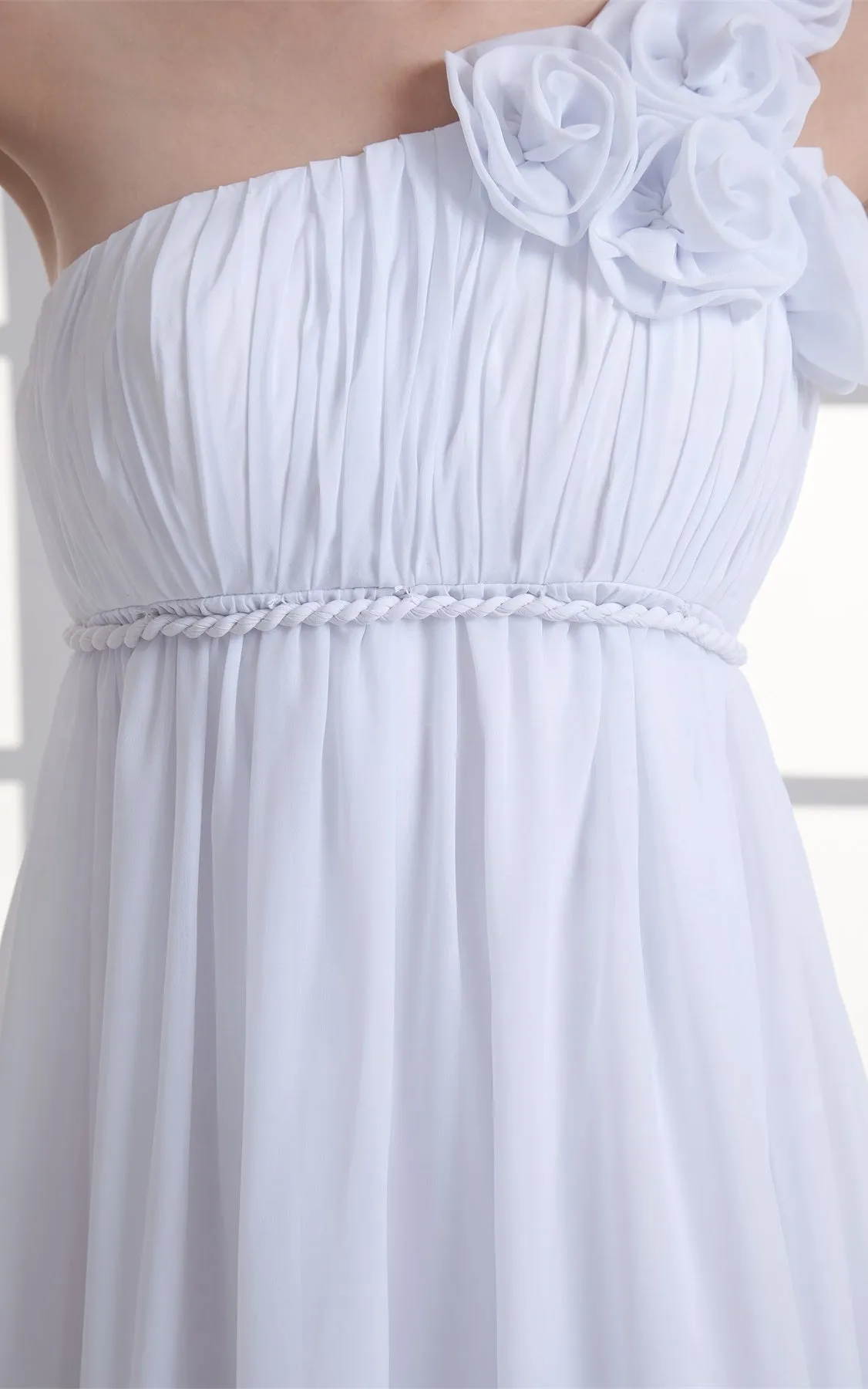 Chiffon Floral Floor-Length Empire One-Shoulder Long Dress-GC_708064