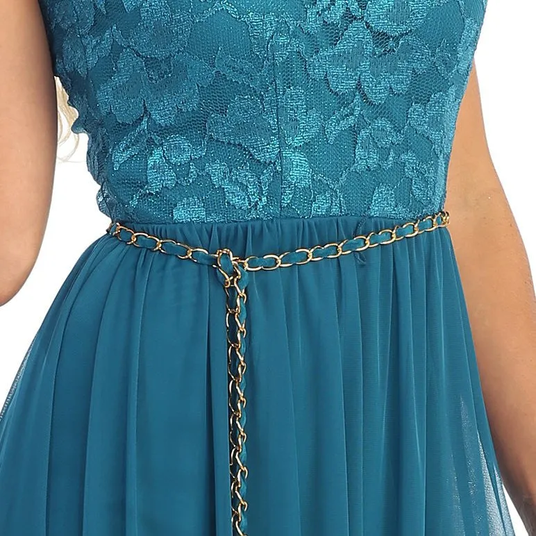CLEARANCE - Celavie 2387 High Low Black Dress Lace Top (Size 2XL)