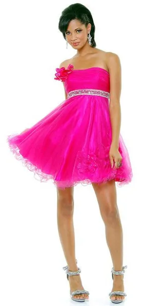 CLEARANCE - Cinderella Divine 4051 Short A-Line Dress Rhinestone Waist (Size 14)