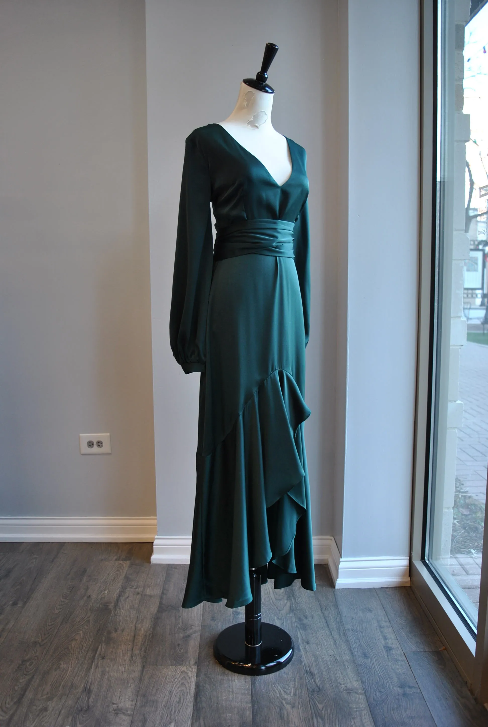 CLEARANCE - EMERALD GREEN HIGH AND LOW DRESS