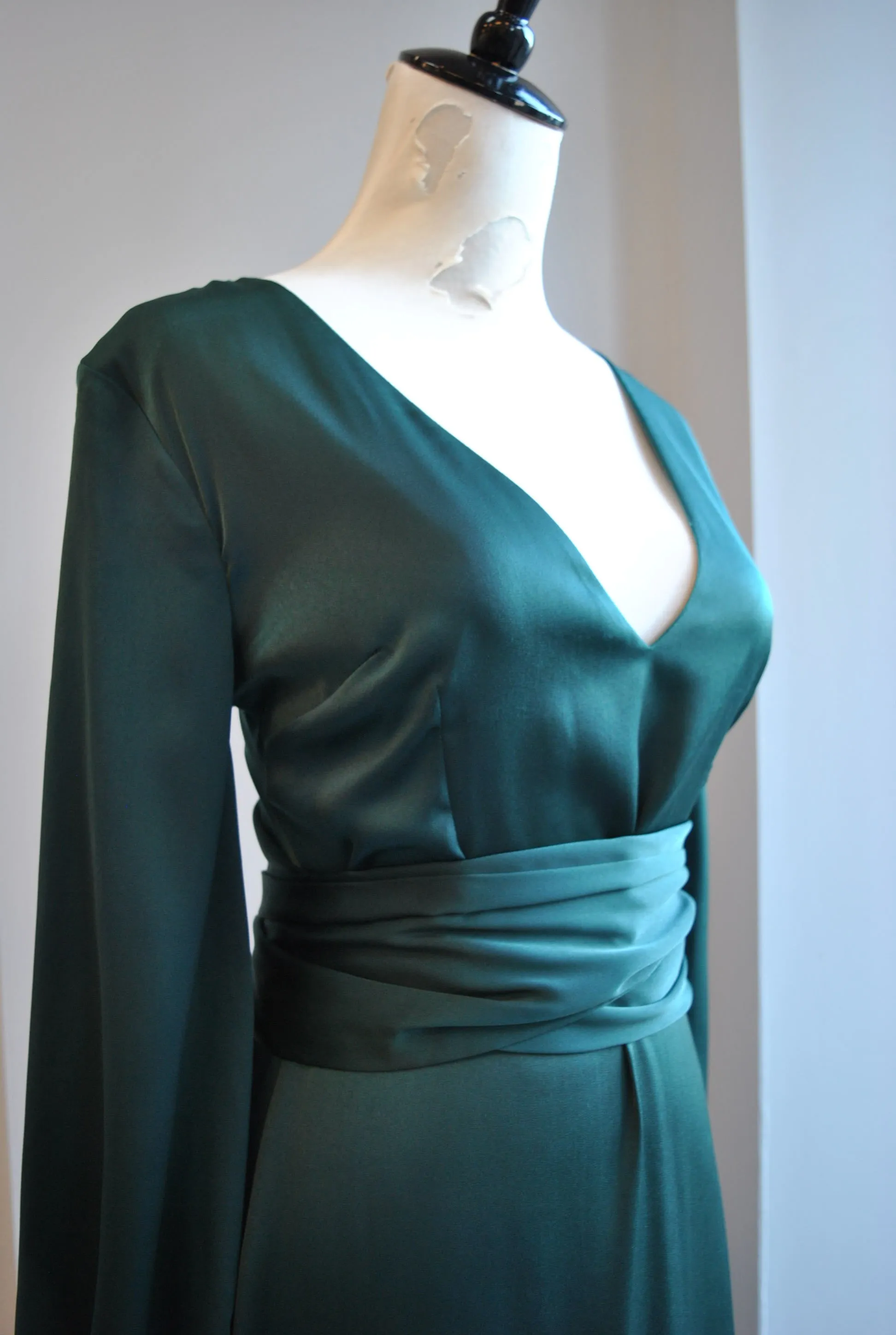 CLEARANCE - EMERALD GREEN HIGH AND LOW DRESS