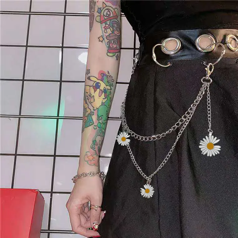Dark black skirt   daisy waist chain yc23750